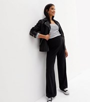 New Look Maternity Black Ribbed Wide Leg Trousers